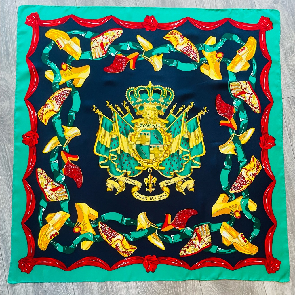 - Bruno Magli Silk Scarf 34x35” Nwot Rolled Hem Signed